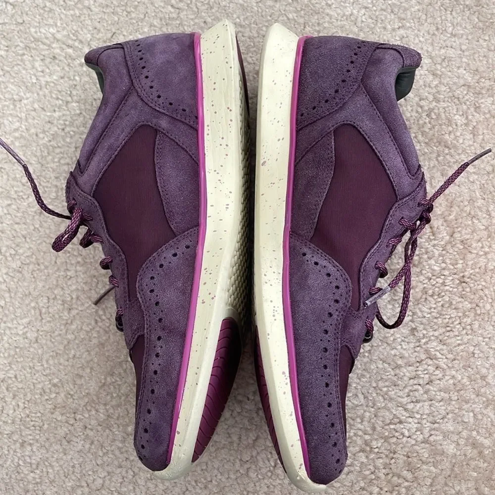 Clarks Sportswear Purple Leather Suede Brogue Sneakers - Women's Size 9.5